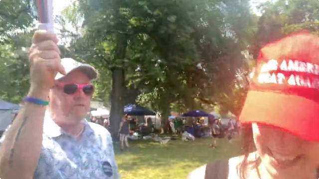 No Room For Hate Goblins Attack Woman in MAGA Hat